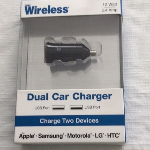 Wireless Dual Car Charger Charge Two Devices 12 watt 24/Amp - Picture 1 of 6